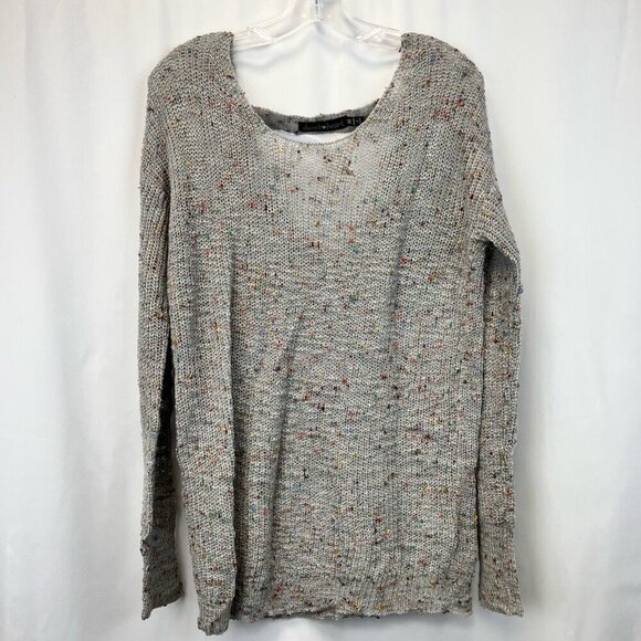 Derek Heart Womens Pullover Sweater Multicolor Open Lace Up Back Long Sleeve M - Picture 1 of 12